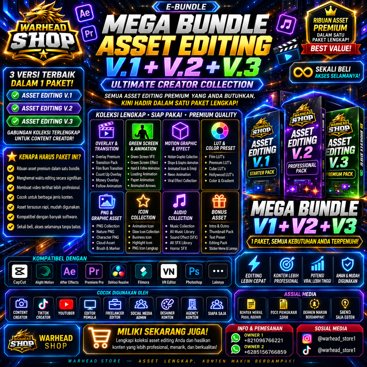 Asset Editing V.1 + V.2 + V.3 (BONUS Asset Editing Pemula) – Ultimate Creator Collection Mega Bundle [E-BUNDLE]