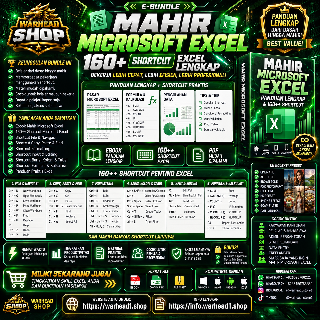 Mahir Microsoft Excel 160++ Shortcut Excel Lengkap [E-BUNDLE]
