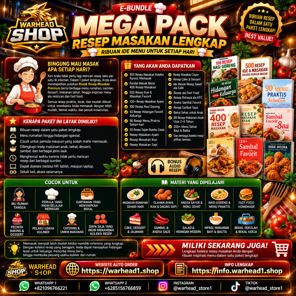 Resep Masakan Lengkap: Ribuan Ide Menu untuk Setiap Hari Mega Pack [E-BUNDLE]
