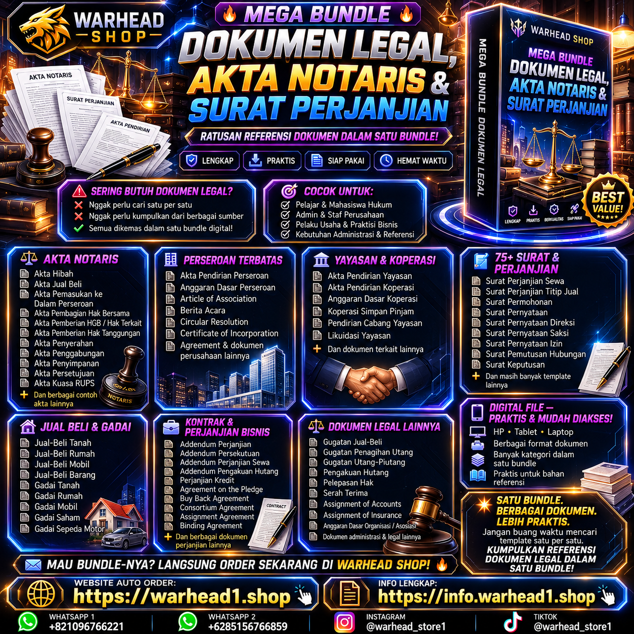 E-Book Dokumen Legal, Akta Notaris & Surat Perjanjian [E-BUNDLE]